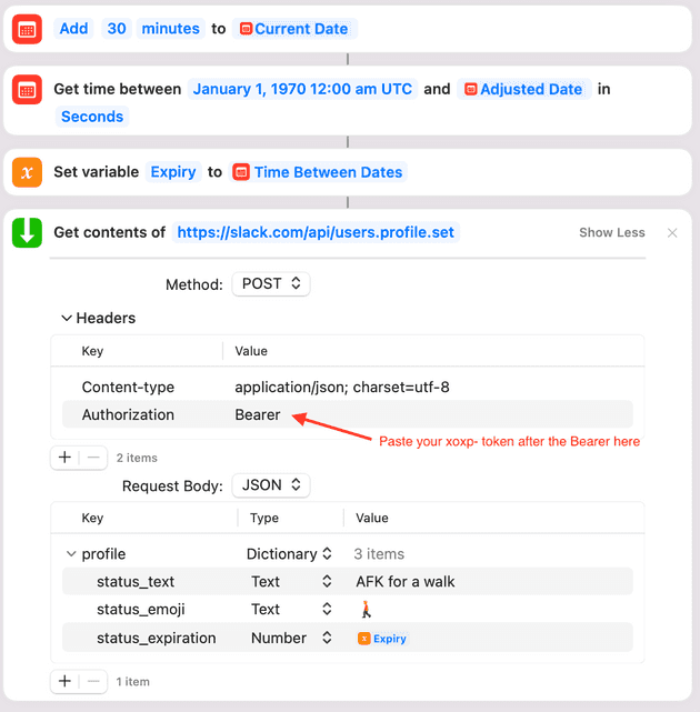 Slack status shortcut